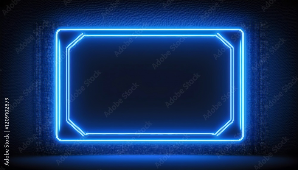 A glowing blue rectangular frame against a dark background, creating a futuristic and digital aesthetic. A glowing blue rectangular frame against a dark background, creating a futuristic and digital aesthetic.