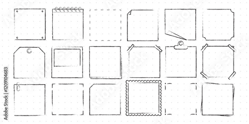 Set of Cute Hand drawn Doodle Banners and Ribbons isolated on white background for your Design. Bullet journal Ideas. Girly Stuff. Sticky Notes.