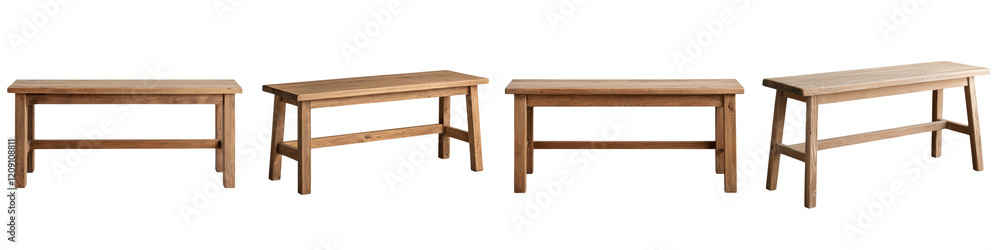 Assortment of natural wooden furniture pieces including tables benches and other minimalist and modern home and office decor items Showcasing clean lines simple designs Assortment of natural wooden furniture pieces including tables benches and other minimalist and modern home and office decor items Showcasing clean lines simple designs