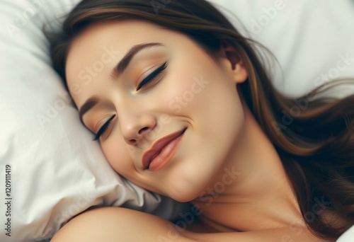 Female sleeping portrait from a slight angle photo