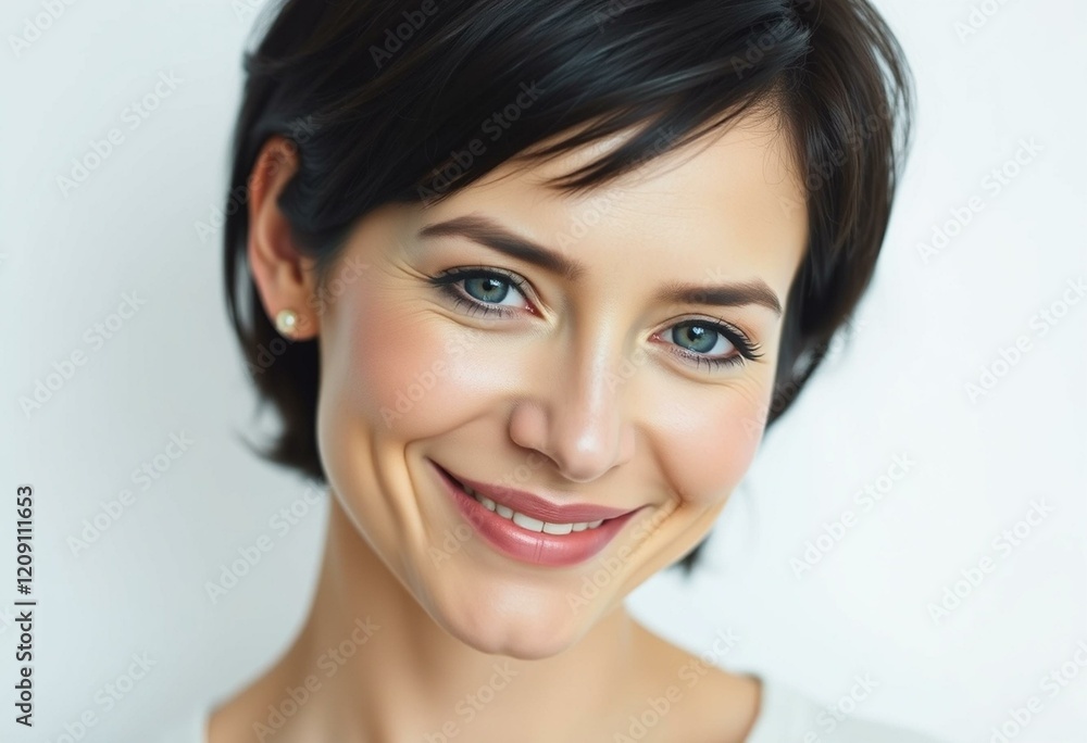 Portrait of a smiling woman with short dark hair Portrait of a smiling woman with short dark hair