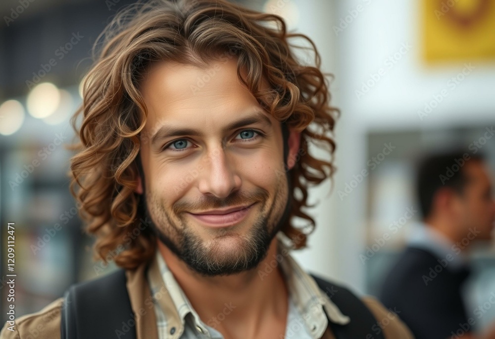 Portrait of a relaxed man with long brown hair Portrait of a relaxed man with long brown hair