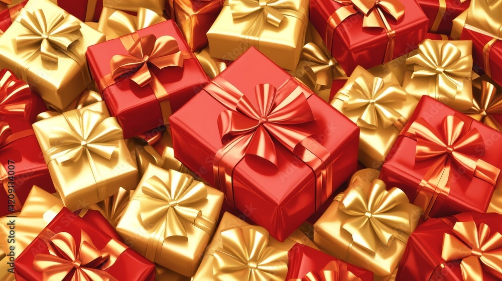 Pile of Red and Gold Wrapped Presents Pile of Red and Gold Wrapped Presents