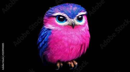 Pink And Blue Fantasy Owl Portrait Digital Art