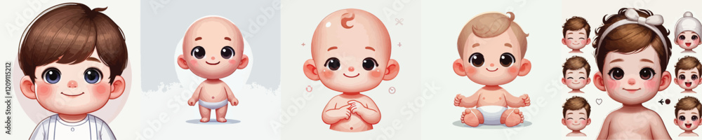 vector collection of cute babies smiling sweetly vector collection of cute babies smiling sweetly