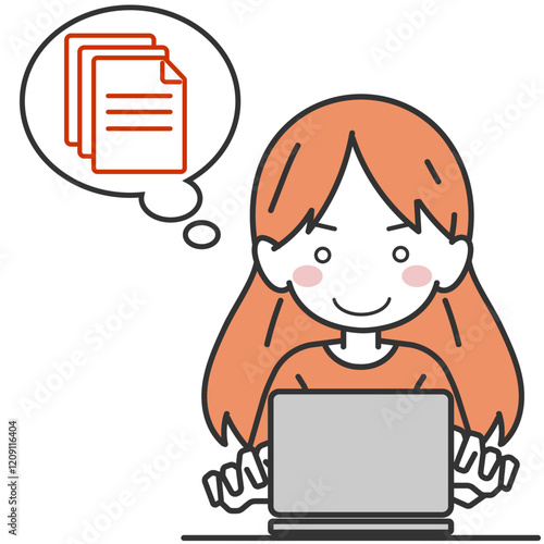 パソコンで書類を申告・作成する女性