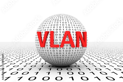 VLAN conceptual sphere binary code 3d illustration photo