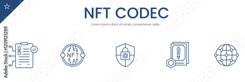 NFT CODEC  concept  illustration with icons 