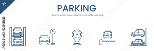 Parking icons set. Vector Illustration