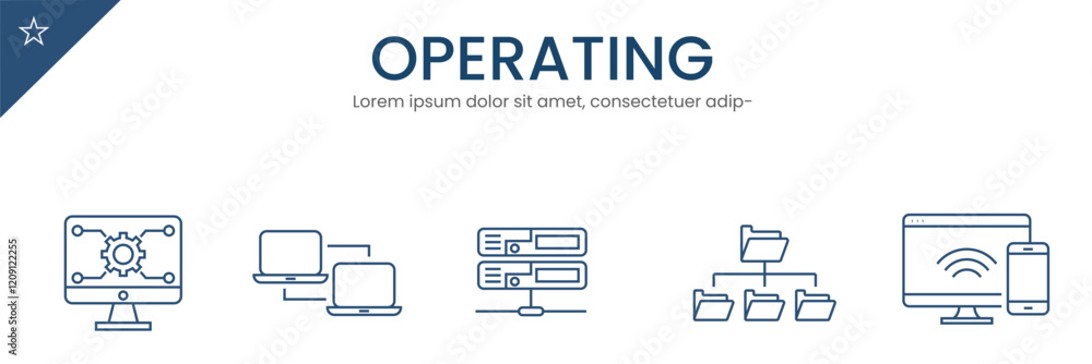 Website operating icons set. web development, cloud computing, data transfer, and database. Vector Illustration . Website operating icons set. web development, cloud computing, data transfer, and database. Vector Illustration .