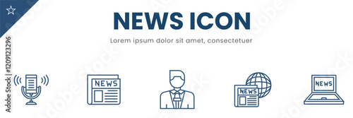 News concept icons - line icons in blue on white background