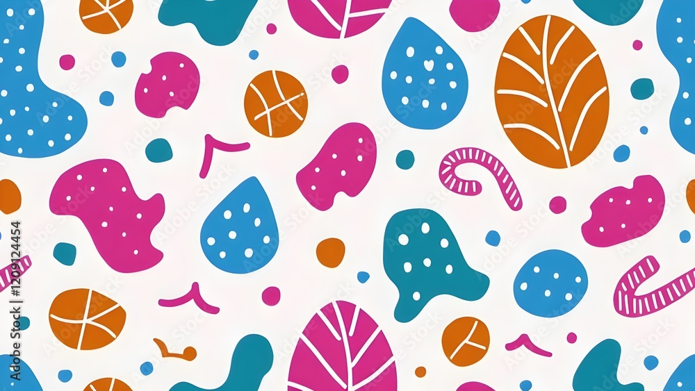 Playful Pattern Abstract Squiggles and Dots in Pastel Hue Playful Pattern Abstract Squiggles and Dots in Pastel Hue