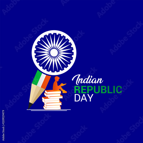 Happy Independence Day India greetings. Education Housing Automobile concept, abstract vector illustration design. 26 January background