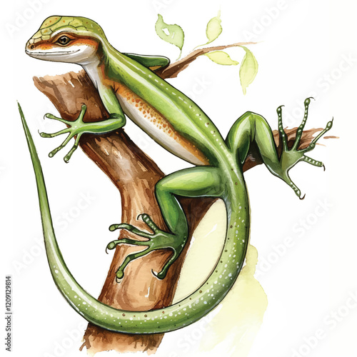 Watercolor Lizard white background 