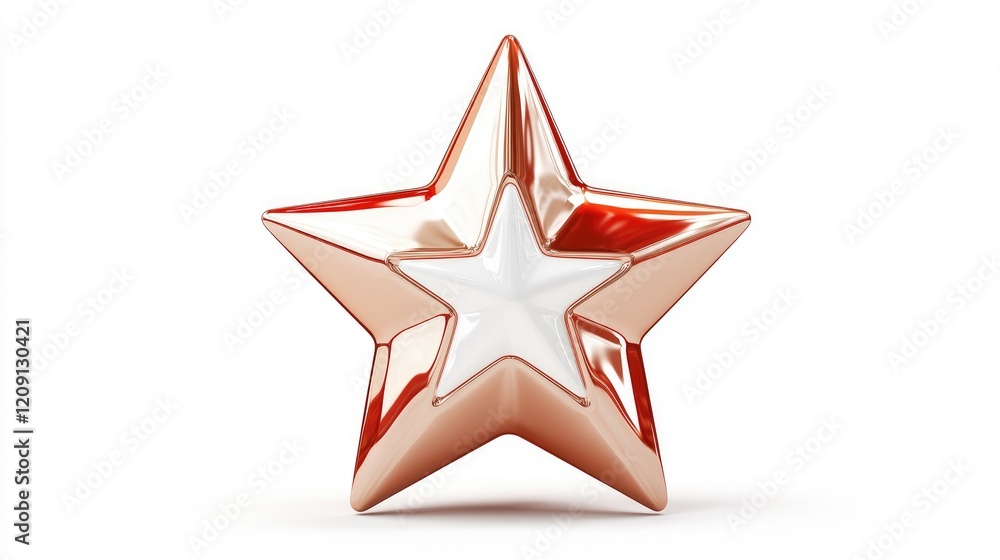 Obraz premium Rose gold star award, white center, achievement, isolated
