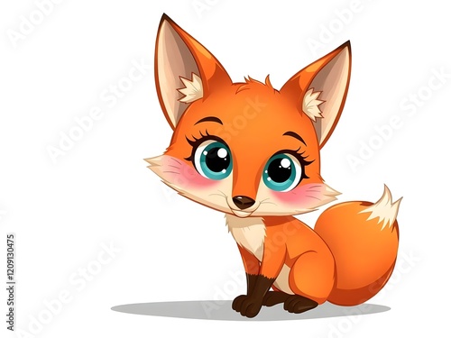 Cute cartoon fox character with colorful design, playful expression, perfect for kids' illustrations and art photo