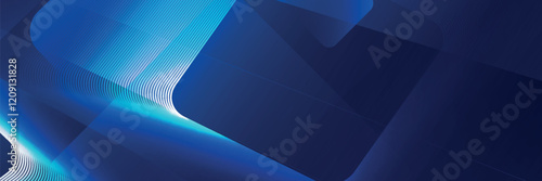 Abstract blue background with glowing geometric lines. Modern blue gradient square shape design. Futuristic technology concept. Suit for eps10