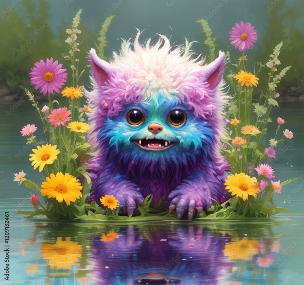 Illustration of fluffy and cute small monster. Illustration of fluffy and cute small monster.