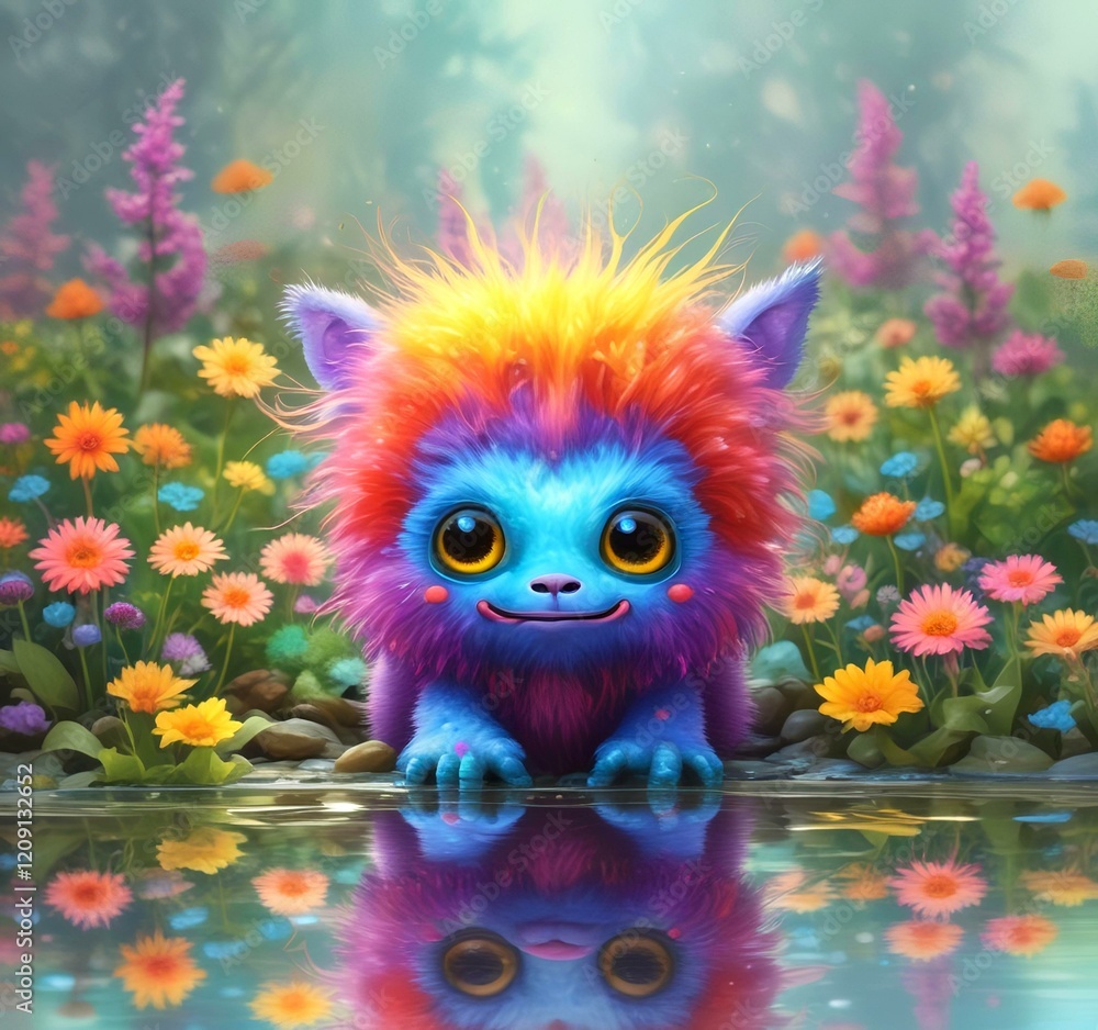 Illustration of fluffy and cute small monster. Illustration of fluffy and cute small monster.
