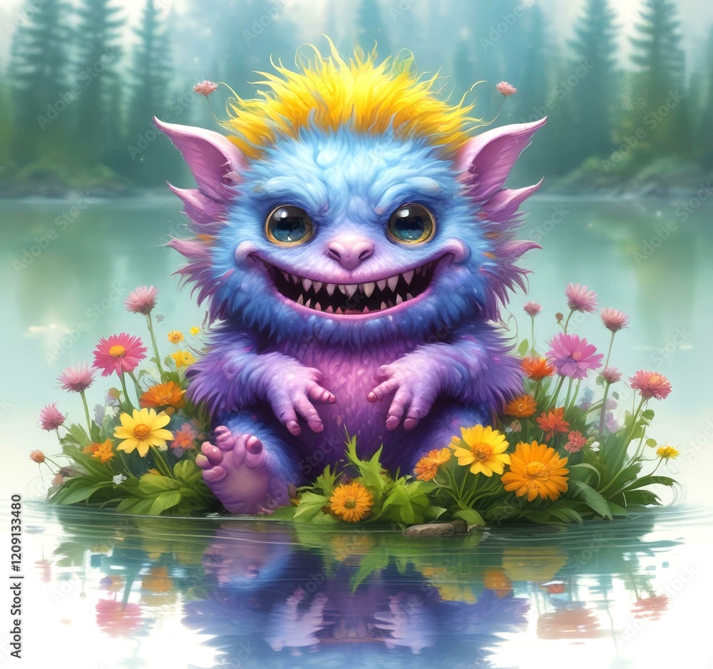 Illustration of fluffy and cute small monster. Illustration of fluffy and cute small monster.