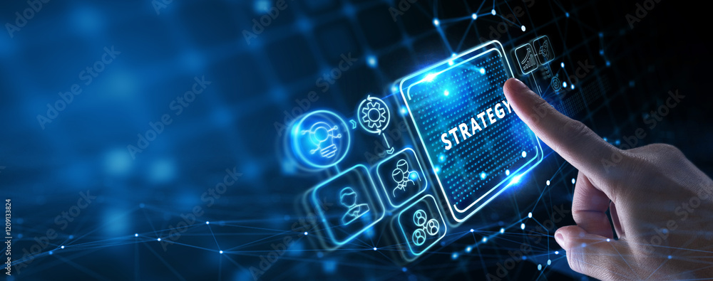 Fototapeta premium Business, Technology, Internet and network concept. Digital Marketing content planning advertising strategy concept.