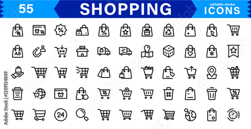 Shopping Icon Collection. Stylish Vectors for Retail, Sales, and E-Commerce Graphics