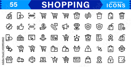 Shopping Icon Collection. Stylish Vectors for Retail, Sales, and E-Commerce Graphics photo