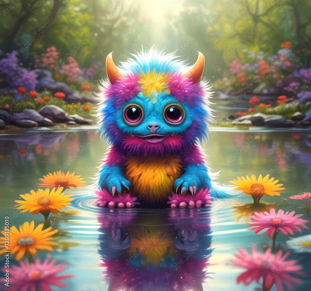 Illustration of fluffy and cute small monster. Illustration of fluffy and cute small monster.