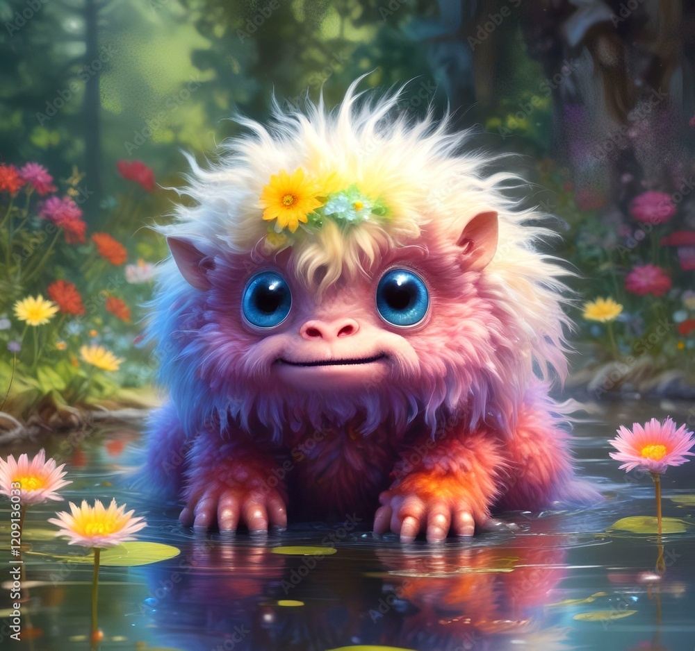 Illustration of fluffy and cute small monster. Illustration of fluffy and cute small monster.