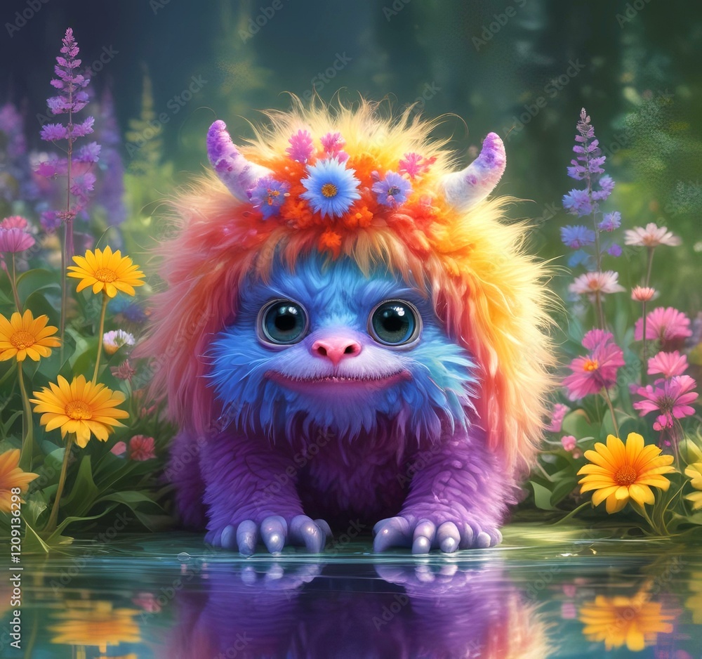 Illustration of fluffy and cute small monster. Illustration of fluffy and cute small monster.