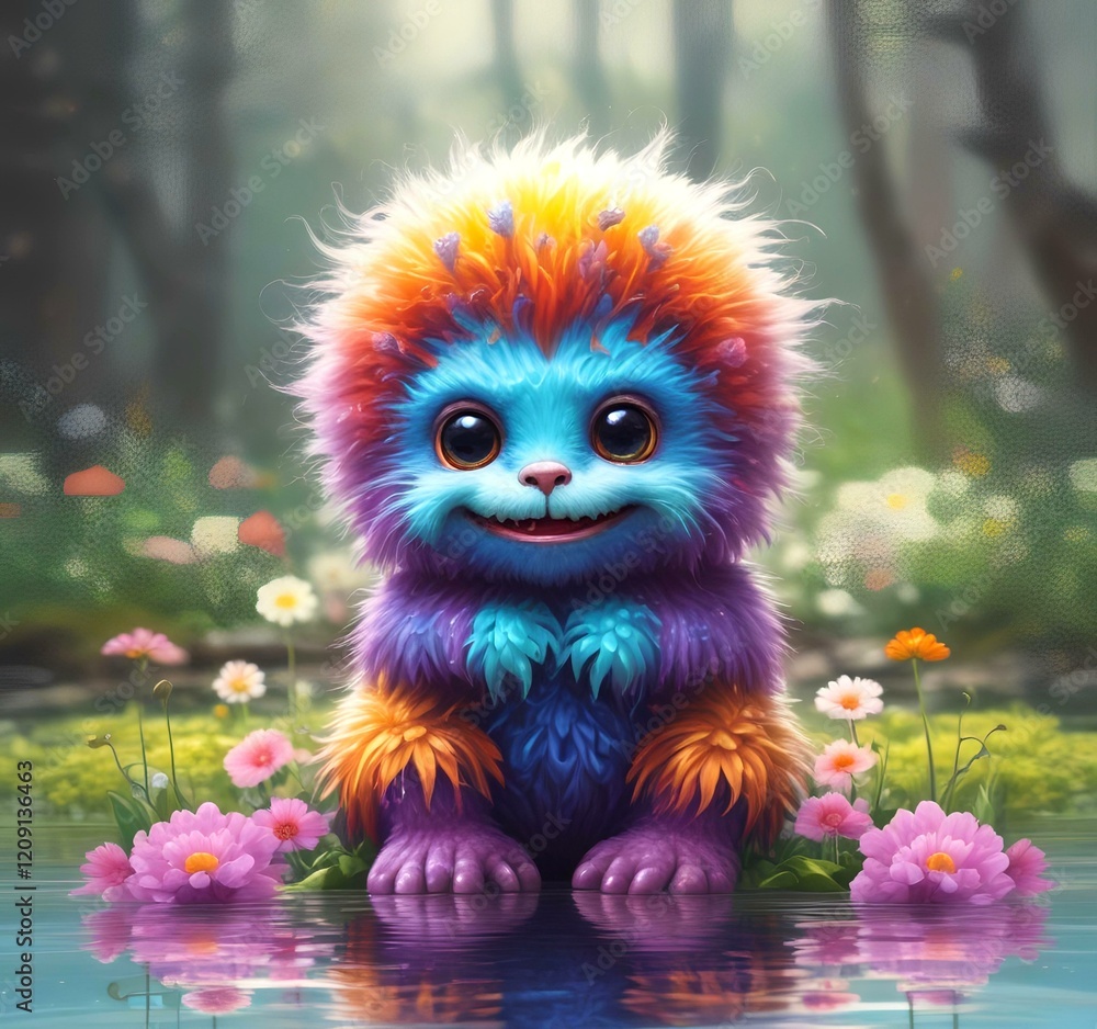 Illustration of fluffy and cute small monster. Illustration of fluffy and cute small monster.