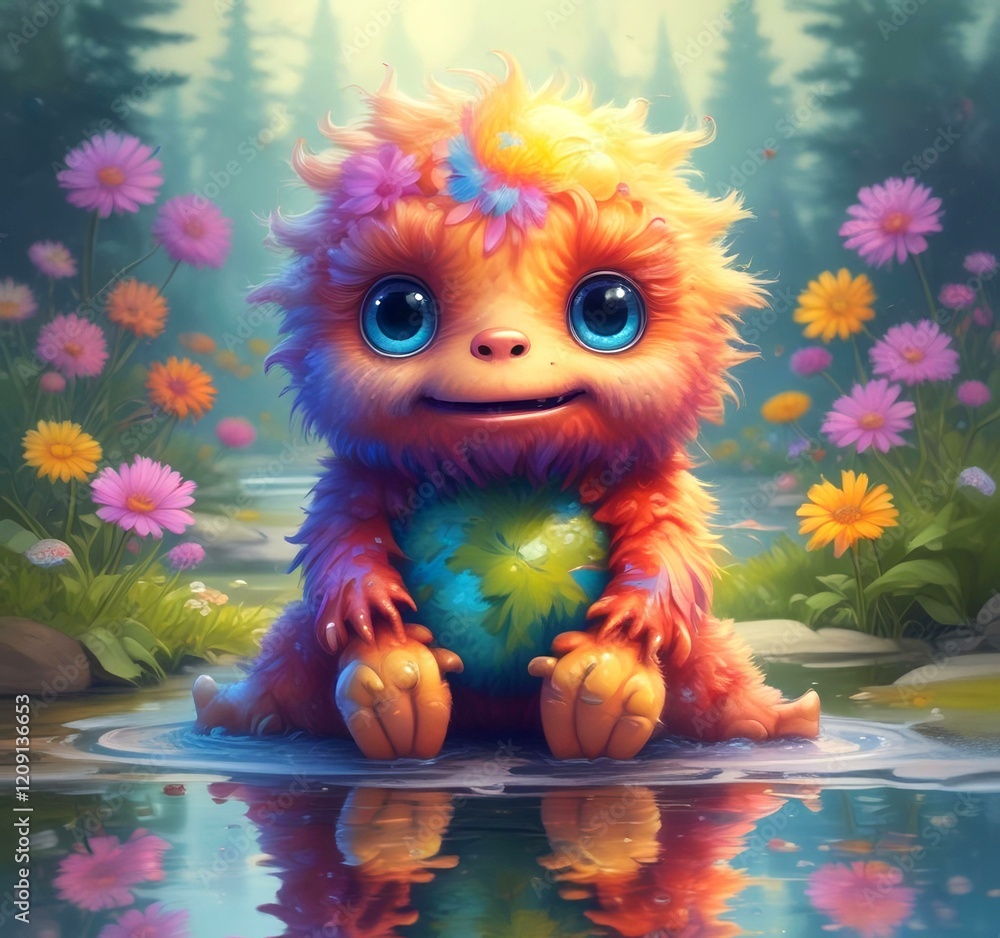 Illustration of fluffy and cute small monster. Illustration of fluffy and cute small monster.