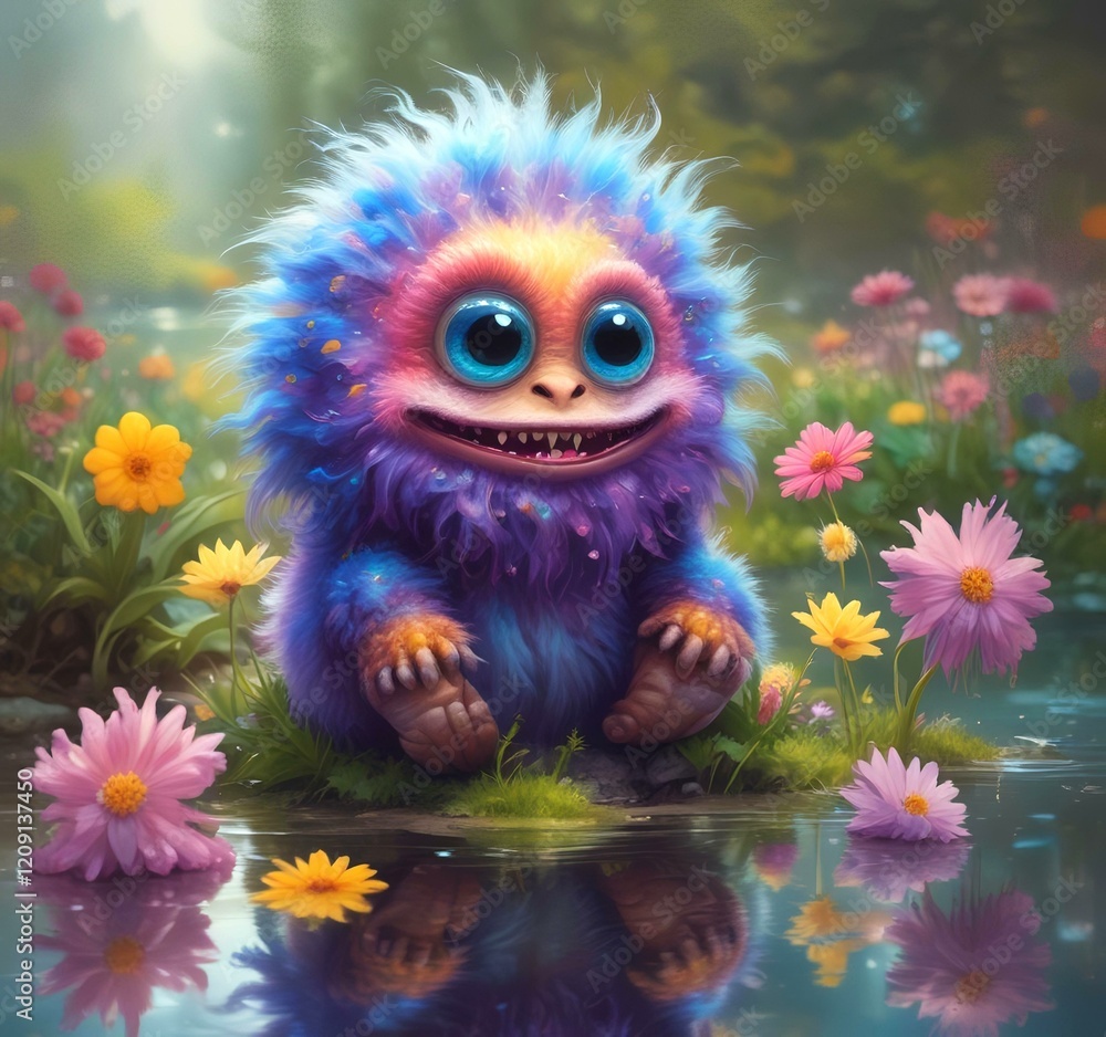 Illustration of fluffy and cute small monster. Illustration of fluffy and cute small monster.