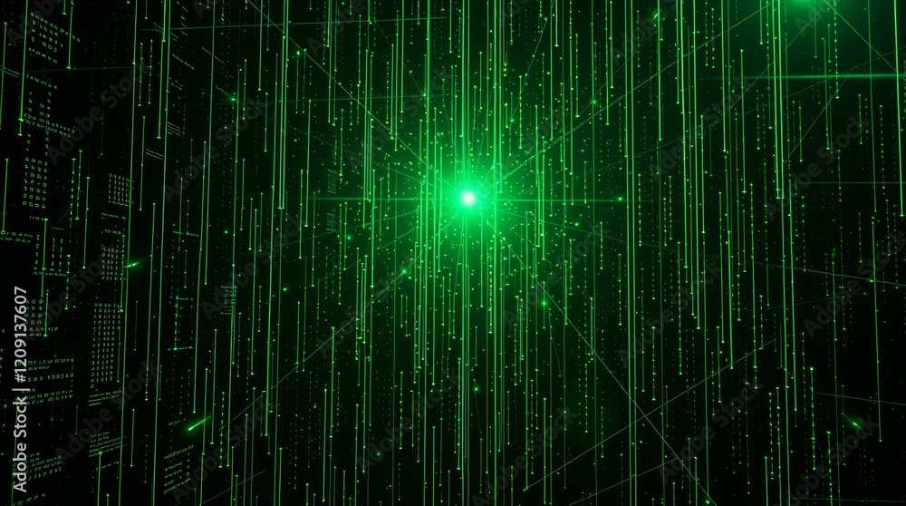 Obraz premium Dynamic Green Data Stream Abstraction