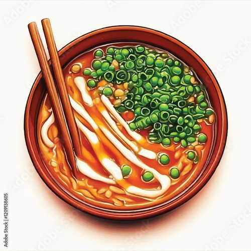Watercolor Miso Soup white background clean background