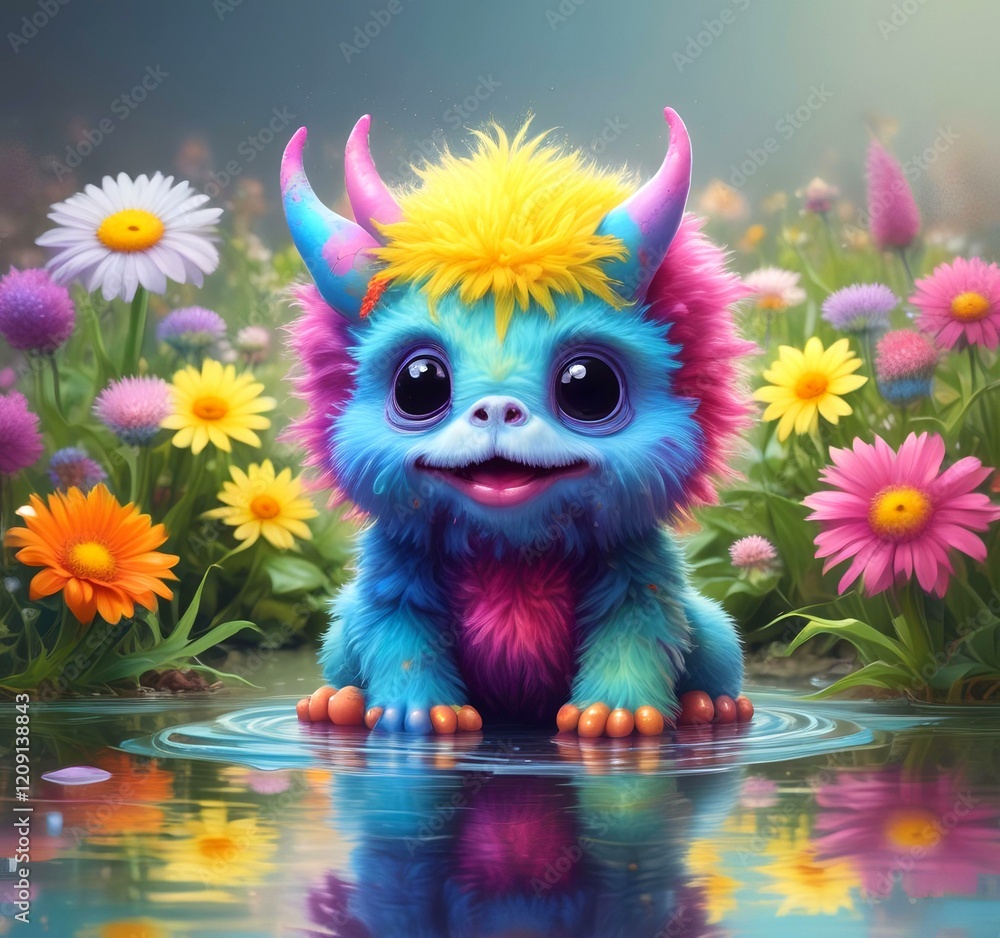 Illustration of fluffy and cute small monster. Illustration of fluffy and cute small monster.
