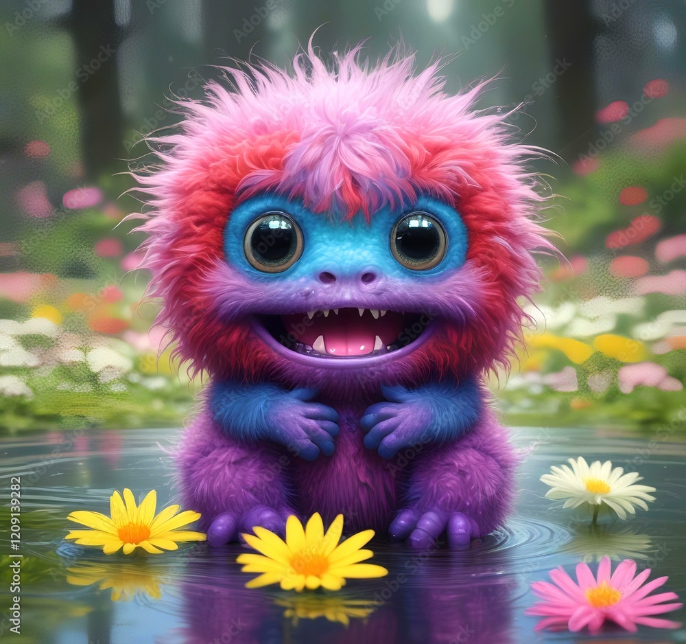 Illustration of fluffy and cute small monster. Illustration of fluffy and cute small monster.