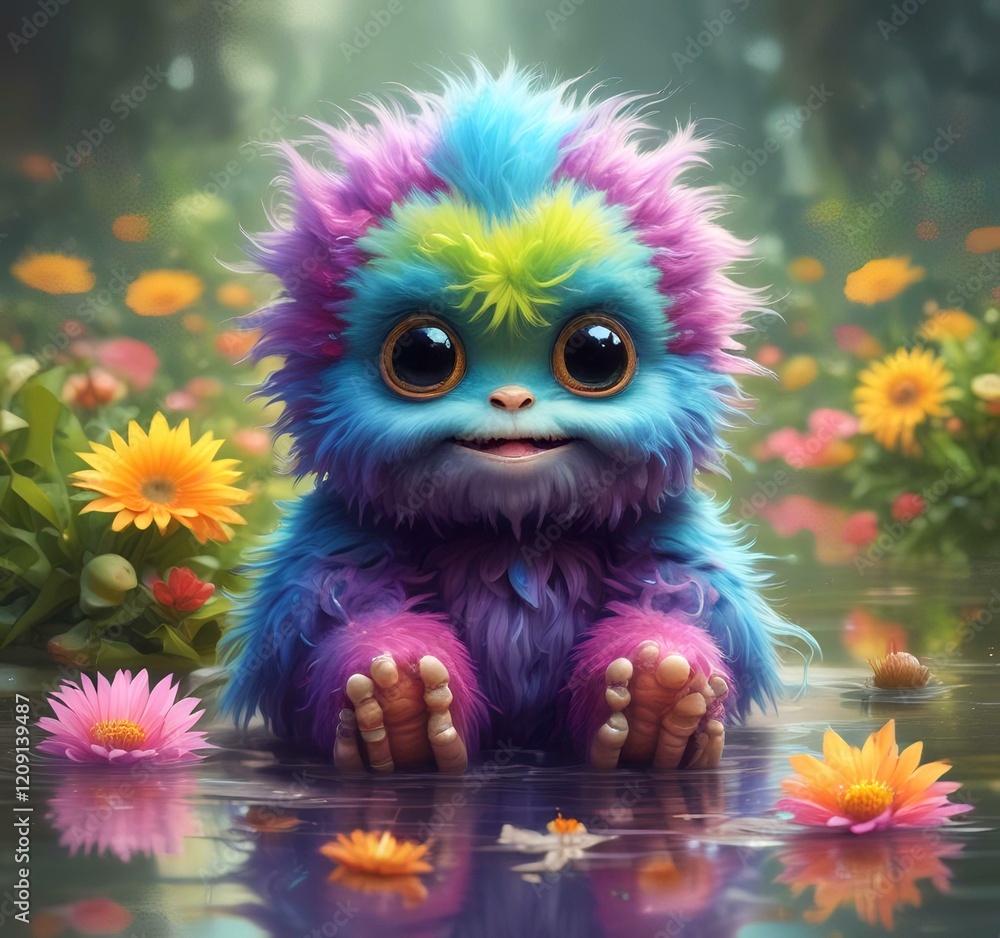 Illustration of fluffy and cute small monster. Illustration of fluffy and cute small monster.