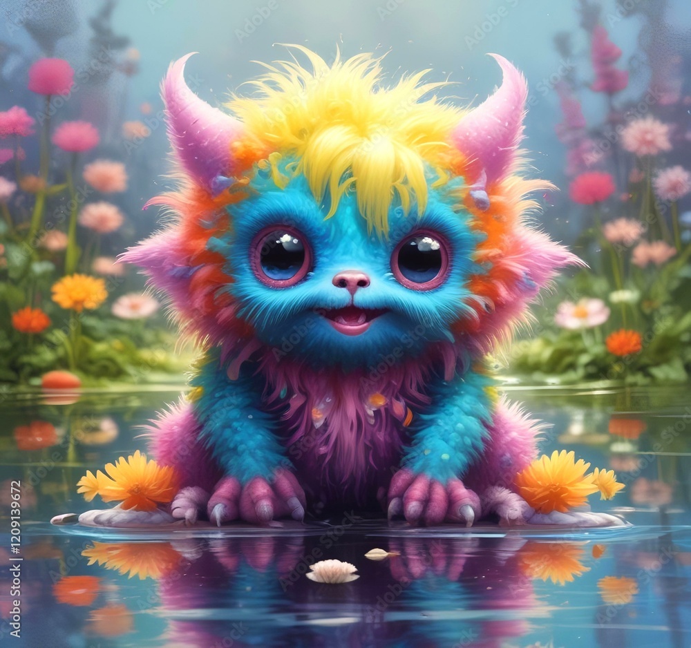 Illustration of fluffy and cute small monster. Illustration of fluffy and cute small monster.