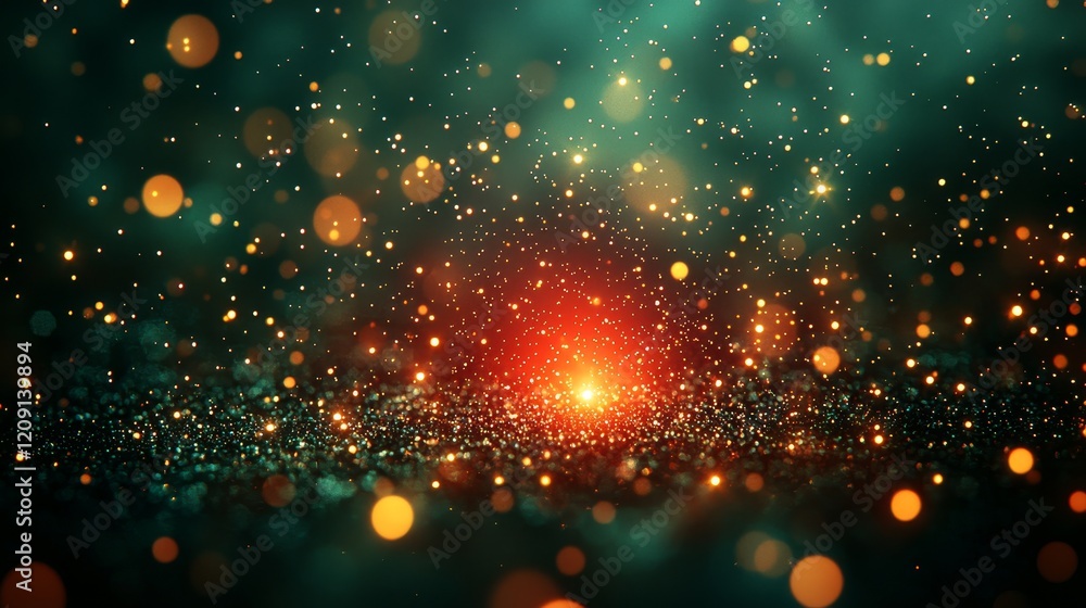 Fototapeta premium Illuminating sparkles dance in the dark abstract background digital art enigmatic atmosphere close-up view