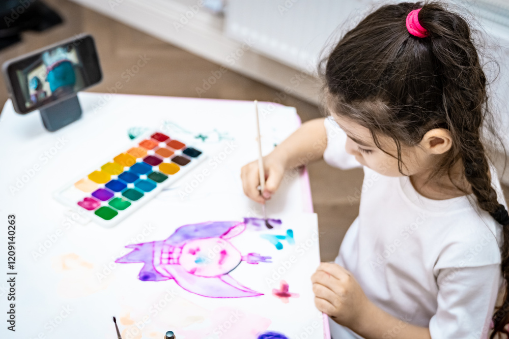 child painting a picture with school supplies, preschool child painting, child drawing a rainbow, child doing homework. child painting a picture with school supplies, preschool child painting, child drawing a rainbow, child doing homework.