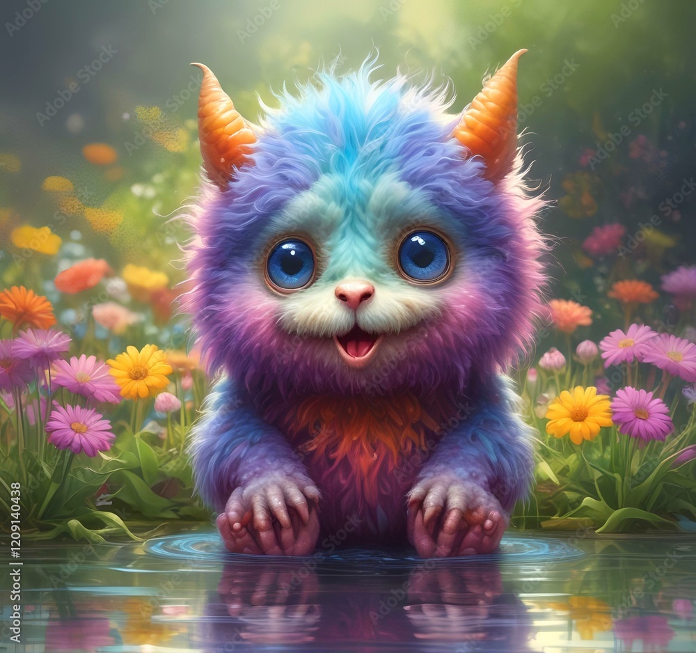 Illustration of fluffy and cute small monster. Illustration of fluffy and cute small monster.