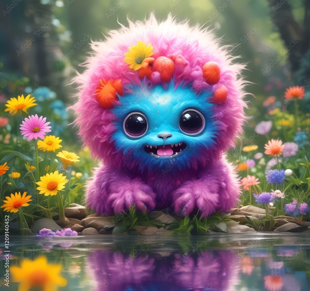 Illustration of fluffy and cute small monster. Illustration of fluffy and cute small monster.