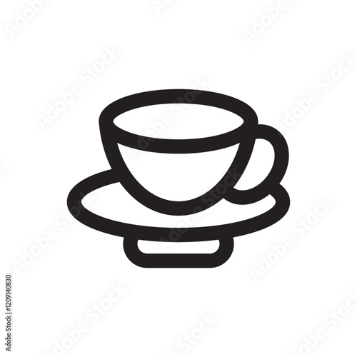 line Coffee cup icon, symbolizing hot beverages, coffee, or morning routines.