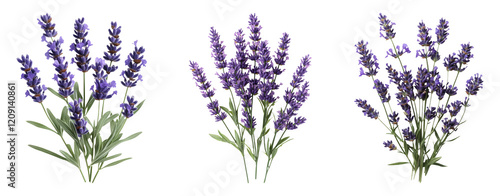 Isolated lavender flowers on a transparent background for design use