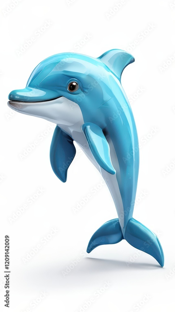 Fototapeta premium the AI Image Generator, Cute Cartoon Blue Dolphin Figurine with Vibrant