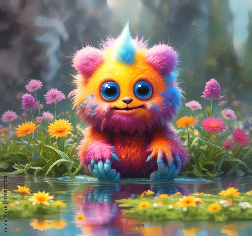 Illustration of fluffy and cute small monster. Illustration of fluffy and cute small monster.