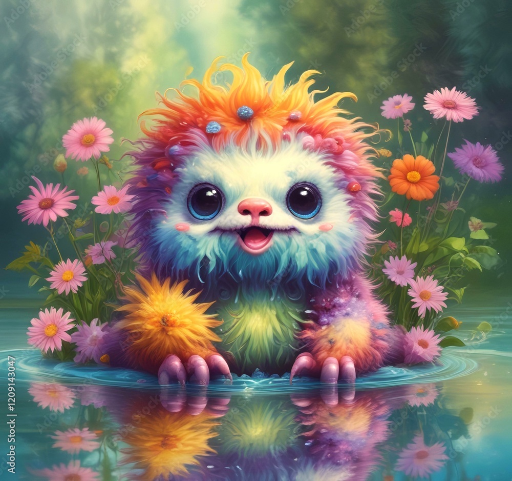 Illustration of fluffy and cute small monster. Illustration of fluffy and cute small monster.