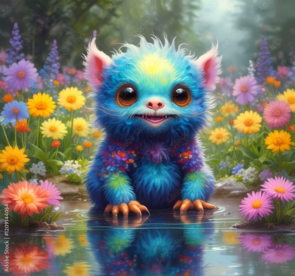 Illustration of fluffy and cute small monster. Illustration of fluffy and cute small monster.