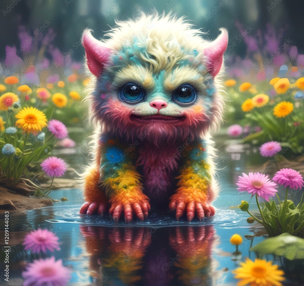 Illustration of fluffy and cute small monster. Illustration of fluffy and cute small monster.